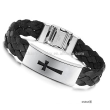 2015 nuevo brazalete cruzado de acero de la pulsera Brazalete de seda de los hombres de la correa negra PH516